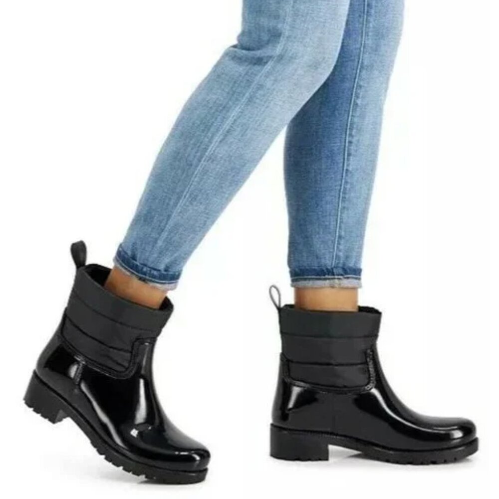 Charter Club Trudyy Rain Boots Women's Size 8 Black Block Heel Winter Shoes - Picture 2 of 7
